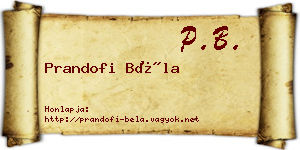 Prandofi Béla névjegykártya