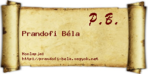 Prandofi Béla névjegykártya